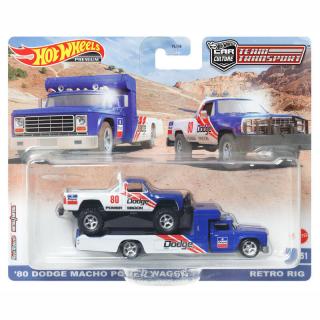 Hot Wheels Νταλίκα με Αυτοκινητάκι - '80 Dodge Macho Power Wagon & Retro Rig