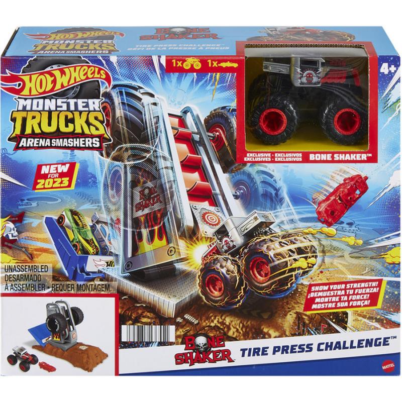 Hot Wheels Monster Trucks Arena World Μικρά Σετ - Boneshaker Tire Press Challenge