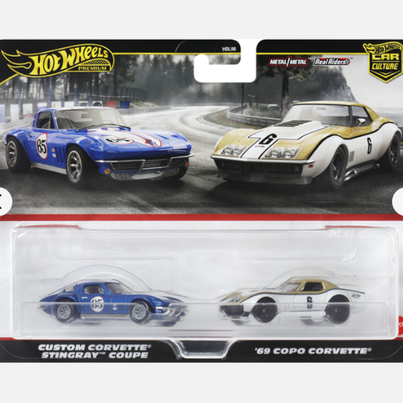 Hot Wheels Premium Σετ των 2 - Custom Corvette Stingray Coupe & '69 Copo Corvette