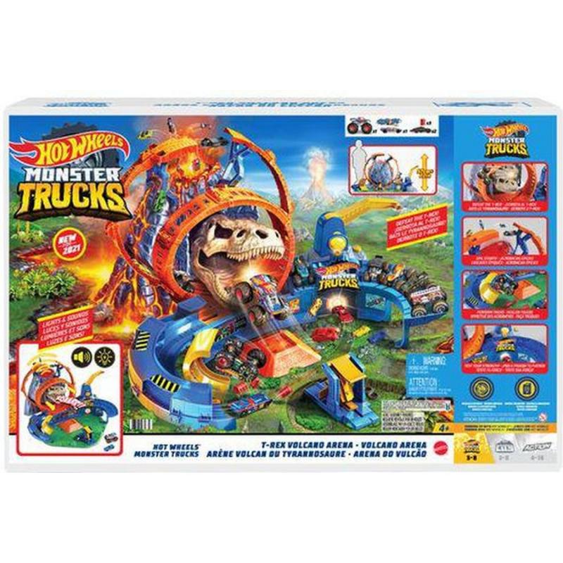 Hot Wheels Monster Trucks Πίστα Ηφαίστειο με T-Rex