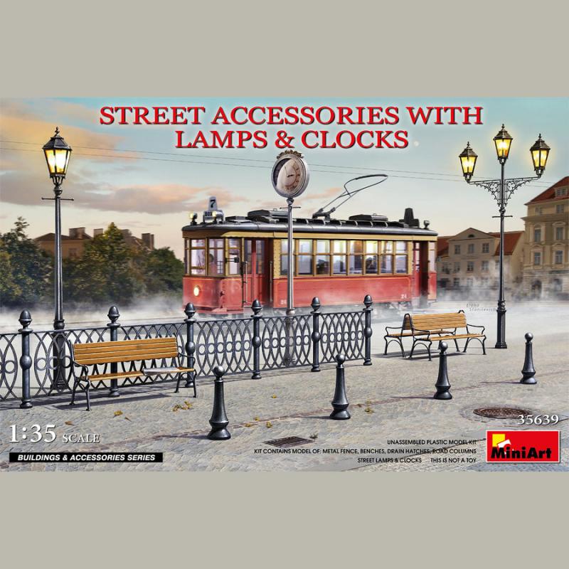 MiniArt: Street Accessories with Lamps & Clocks in 1:35
