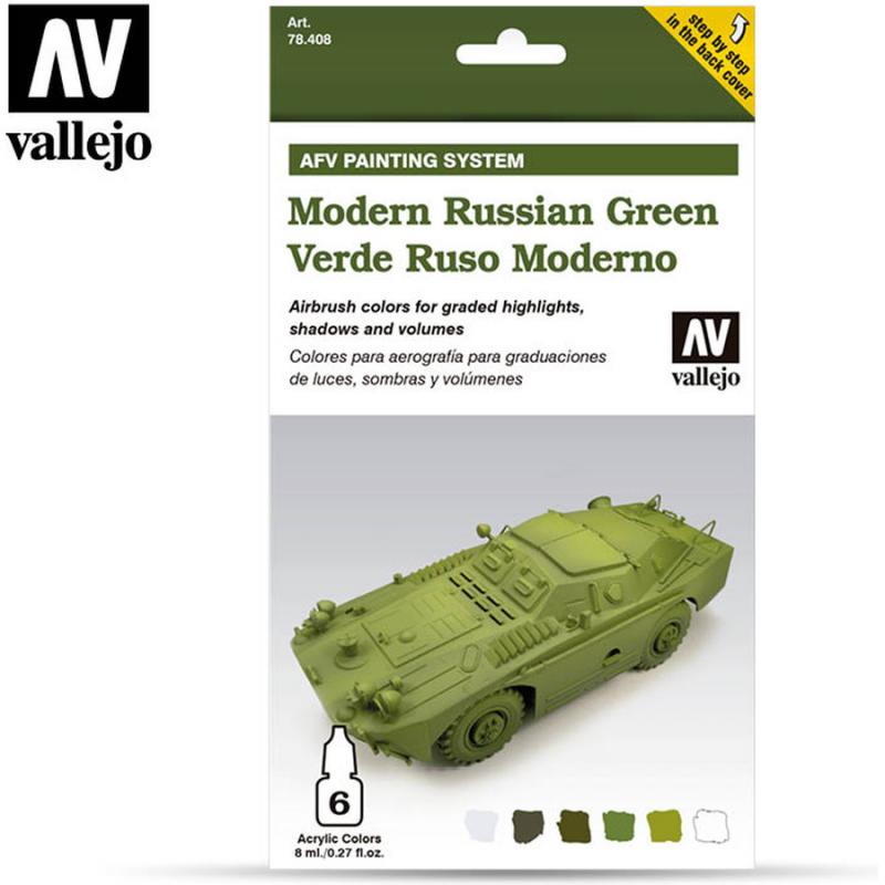 AFV Painting System - Vallejo 6x8ml Air Colour Set - Modern Russian Green 78408