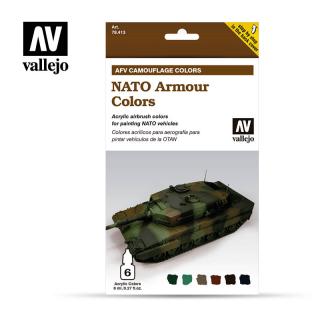 AFV Camouflage Colors - Vallejo 6x8ml Air Colour Set - NATO Armour Colors 78413