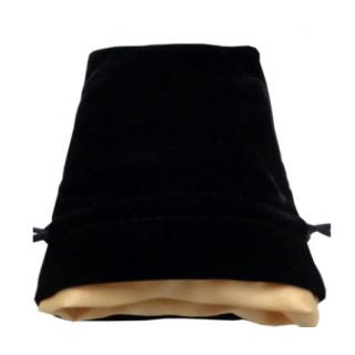 FanRoll Dice Bag Velvet Black with Gold Satin Small