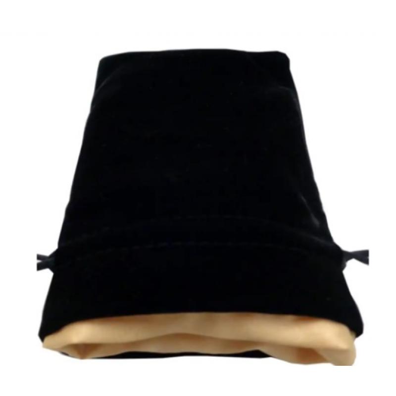 FanRoll Dice Bag Velvet Black with Gold Satin Small