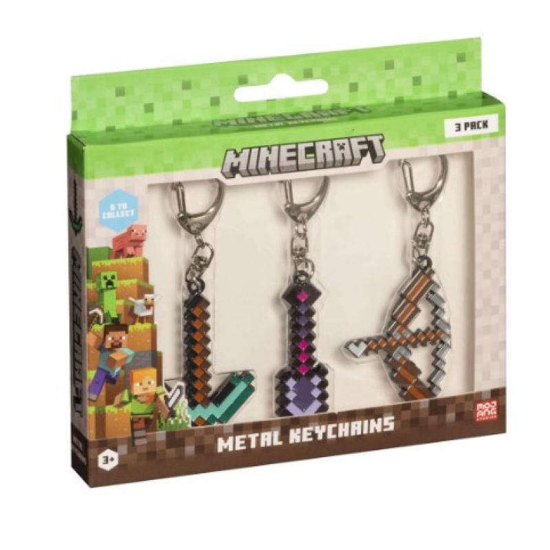 Minecraft Keychains 3-Pack Assortment Version A (Shovel, Bow, Pickaxe)