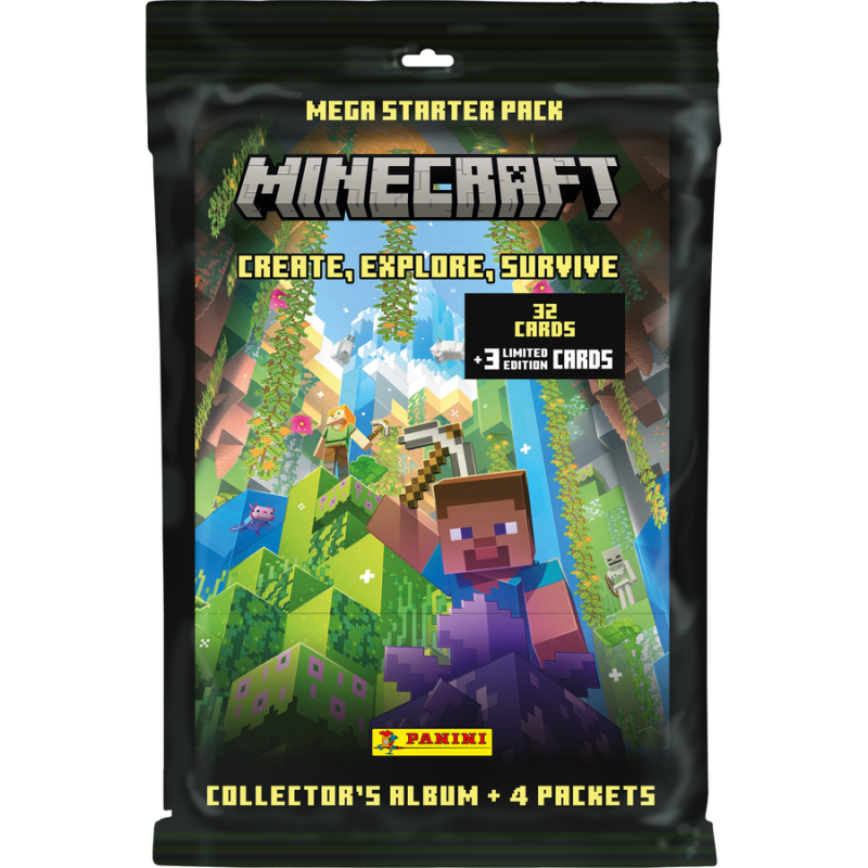 Panini Minecraft Trading Cards Starter Pack (32 Κάρτες + 3 Limited Edition + Collector's Album)