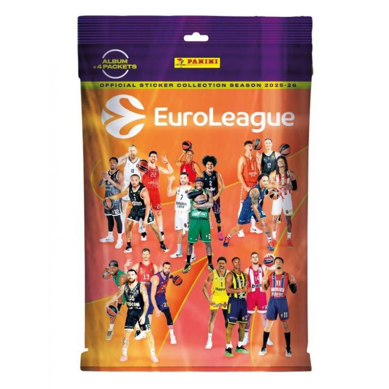 Panini Euroleague 2026 Stickers Starter Pack ( Album + 4 packets x 5 stickers)