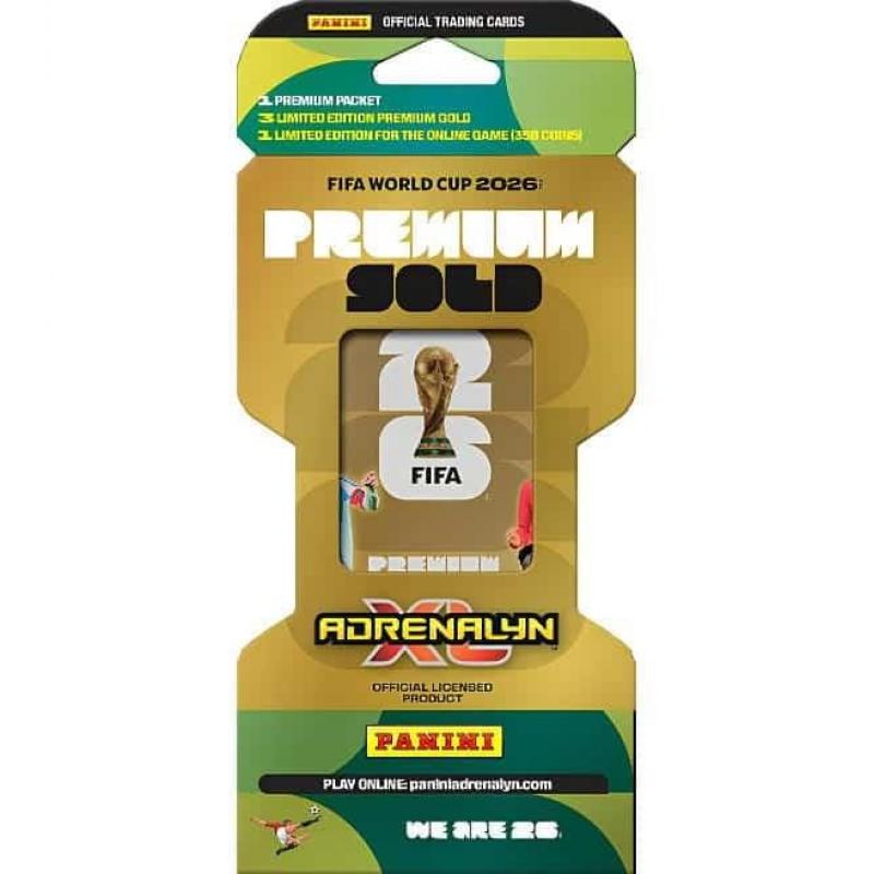 Panini FIFA World Cup 2026 Trading Cards Premium Gold Box (1 Premium Pack + 3 Lim. Gold)