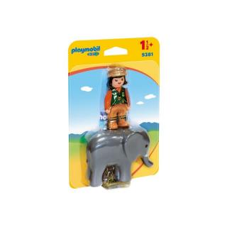 Playmobil 1.2.3. - 9381 Φύλακας Ζωολογικού Κήπου με Ελέφαντα