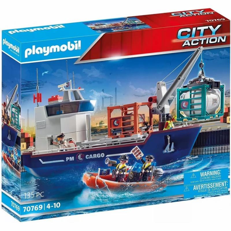 Playmobil City Action - 70769 Φορτηγό Πλοίο και Ταχύπλοο Σκάφος Τελωνειακών
