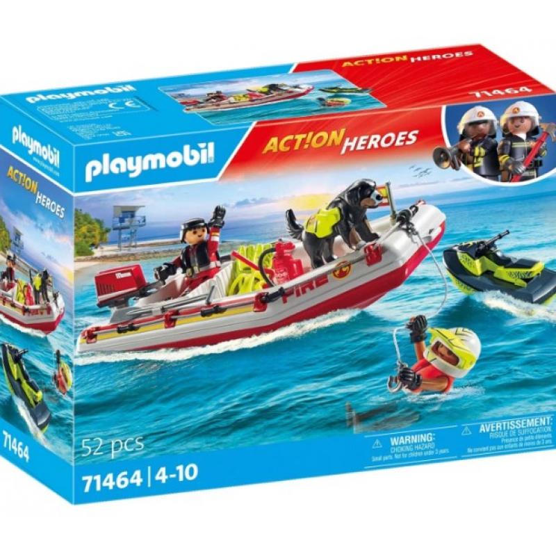 Playmobil Action Heroes: 71464 Φουσκωτό Σκάφος Πυροσβεστικής με Θαλάσσιο Scooter