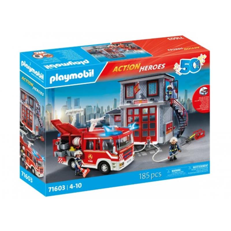 Playmobil Action Heroes: 71603 Αρχηγείο και Όχημα Πυροσβεστικής 50 Χρόνια Playmo