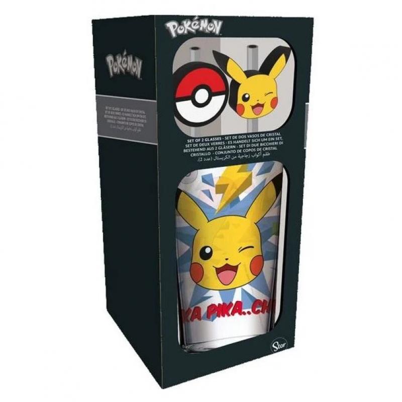 Pokemon Glass Tumbler with Straws Pikachu 485 ml