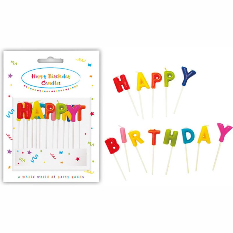 Κεράκια Γενεθλίων Πολύχρωμα Happy Birthday Decorata