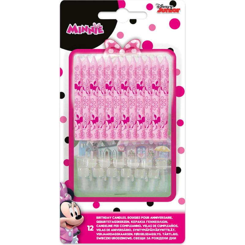 Κεράκια Γενεθλίων Disney Minnie Decorata 12 + 12 Βάσεις