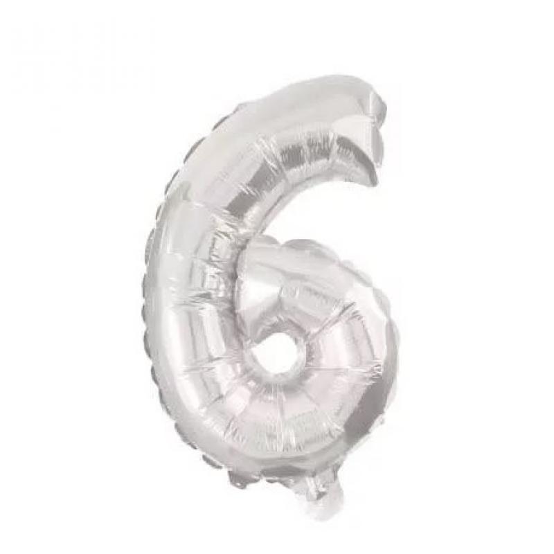 Μπαλόνι No 6 - 91200 Decorata Party Foil Balloon - 86 cm - Silver