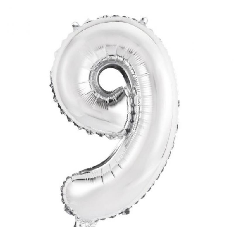 Μπαλόνι No 9 - 91203 Decorata Party Foil Balloon - 86 cm - Silver
