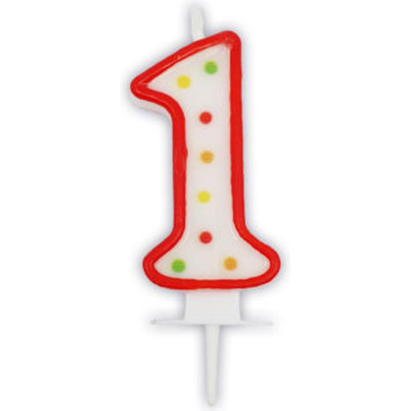 Κεριά Γενεθλίων Νούμερα Multicolor Dots No 1