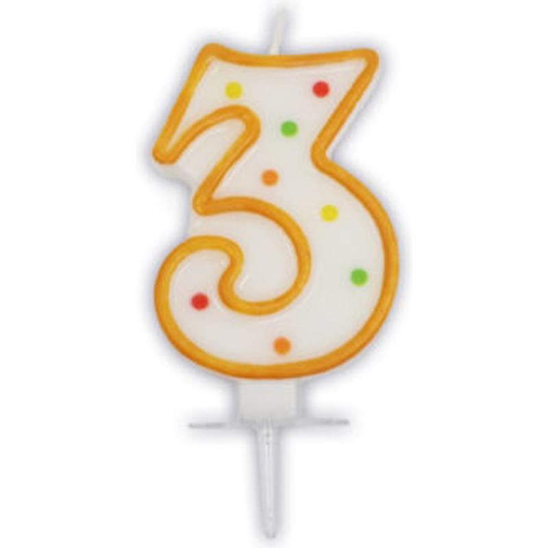 Κεριά Γενεθλίων Νούμερα Multicolor Dots No 3