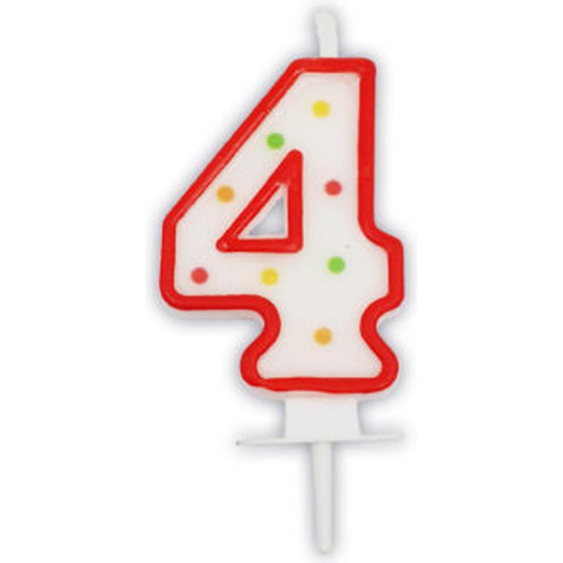 Κεριά Γενεθλίων Νούμερα Multicolor Dots No 4