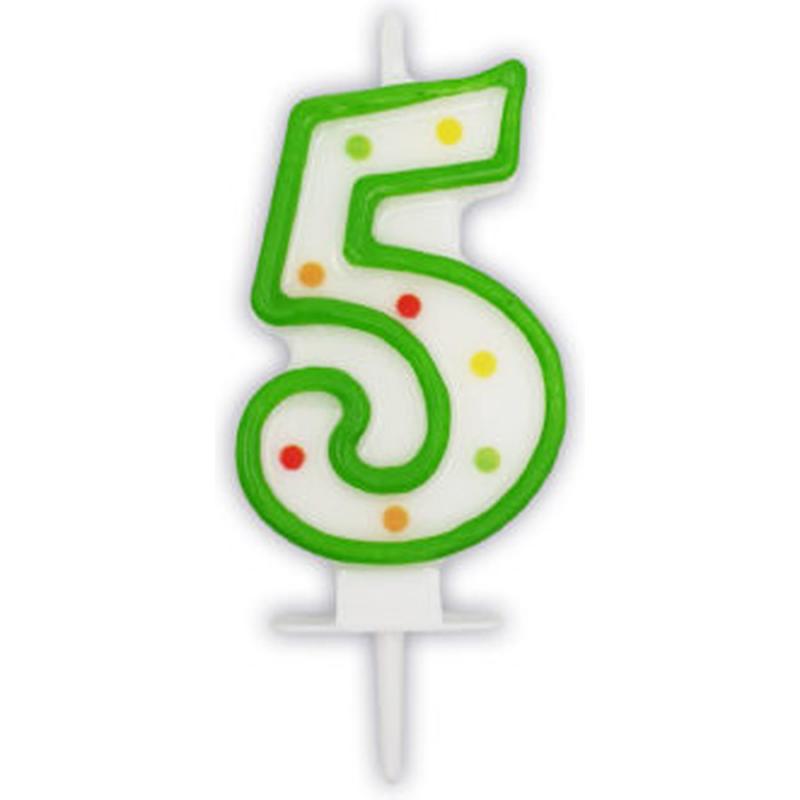 Κεριά Γενεθλίων Νούμερα Multicolor Dots No 5