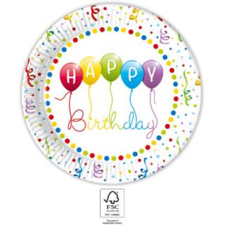 Happy Birthday Streamers Πιάτα Μεσαία 23 εκ. 8 τεμ. FSC