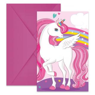 Unicorn Rainbow Colors Προσκλήσεις & Φάκελα με Κοπτικό FSC 6 τεμ.
