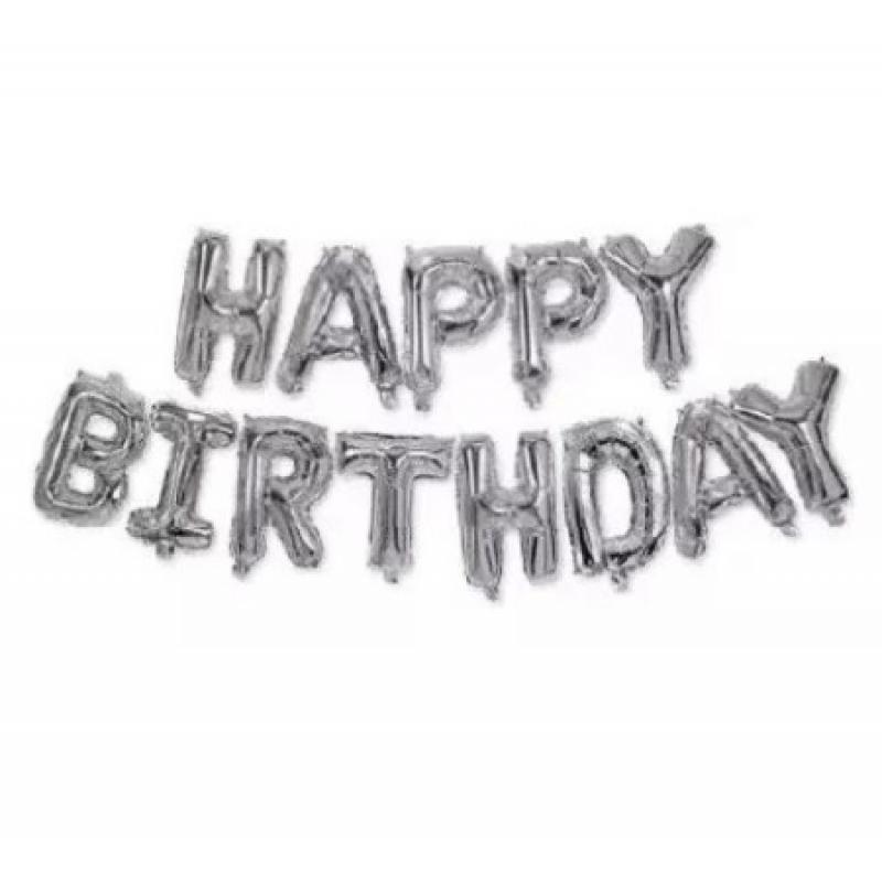 Μπαλόνια Happy Birthday - 93791 Decorata Party Foil Balloons - 340 cm - Silver