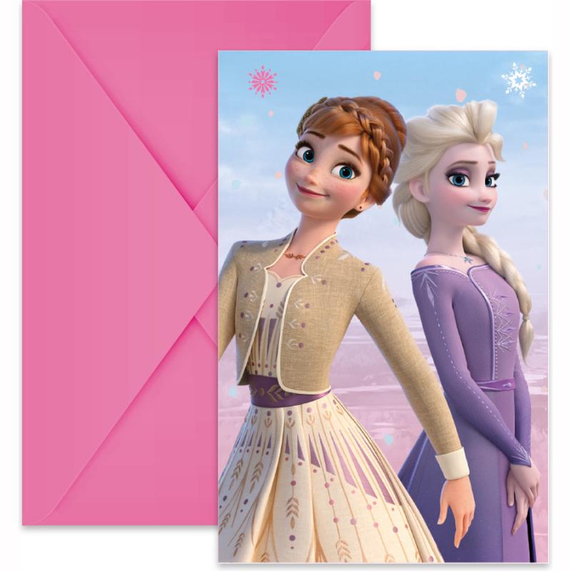Frozen 2 Disney Wind Spirit Προσκλήσεις & Φάκελα με Κοπτικό FSC 6 τεμ.