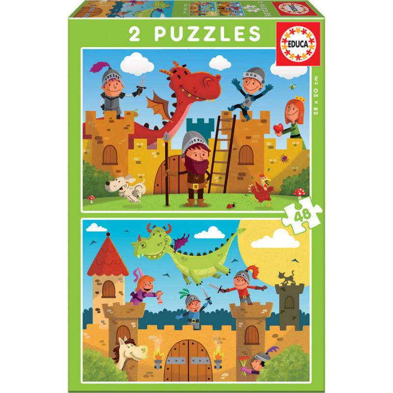 Educa Puzzle 2 x 48 τεμ. Dragons and Knights