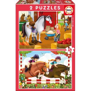 Educa Puzzle 2x48 τεμ. Horse Grooming