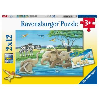 Παζλ 2x12 τεμ. Ζώα της Αφρικής - Ravensburger