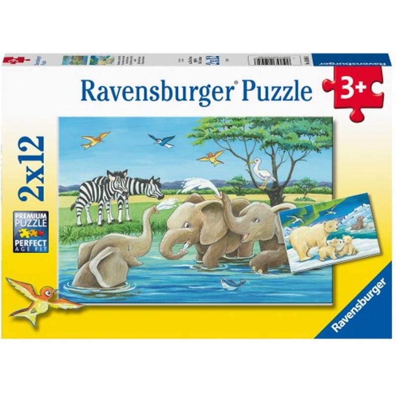 Παζλ 2x12 τεμ. Ζώα της Αφρικής - Ravensburger
