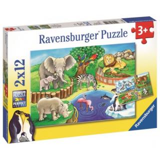 Ravensburger Puzzle 2x12 Animals in the Zoo - Ζωολογικός Κήπος