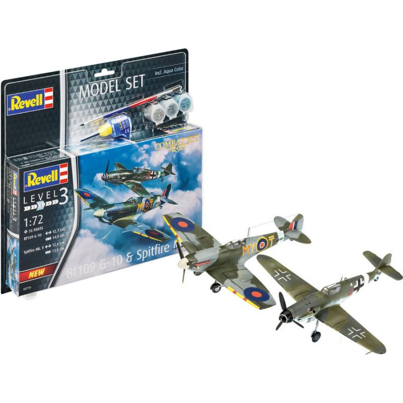 Revell: 1:72 Model Set Combat Set Bf109 G-10 & Spitfire Mk.V