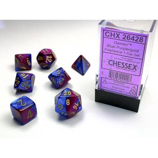 Chessex Gemini Polyhedral 7-Die Set - Blue-Purple w/gold