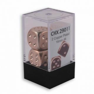 Chessex Specialty Dice Sets - Copper-Plated Metallic 16mm d6 with pips Pair (2)