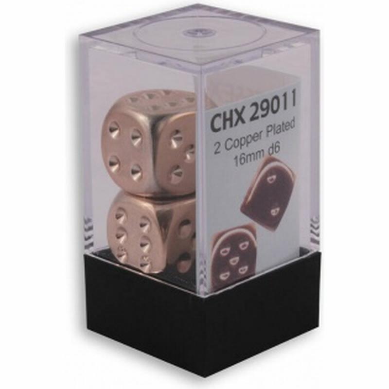 Chessex Specialty Dice Sets - Copper-Plated Metallic 16mm d6 with pips Pair (2)