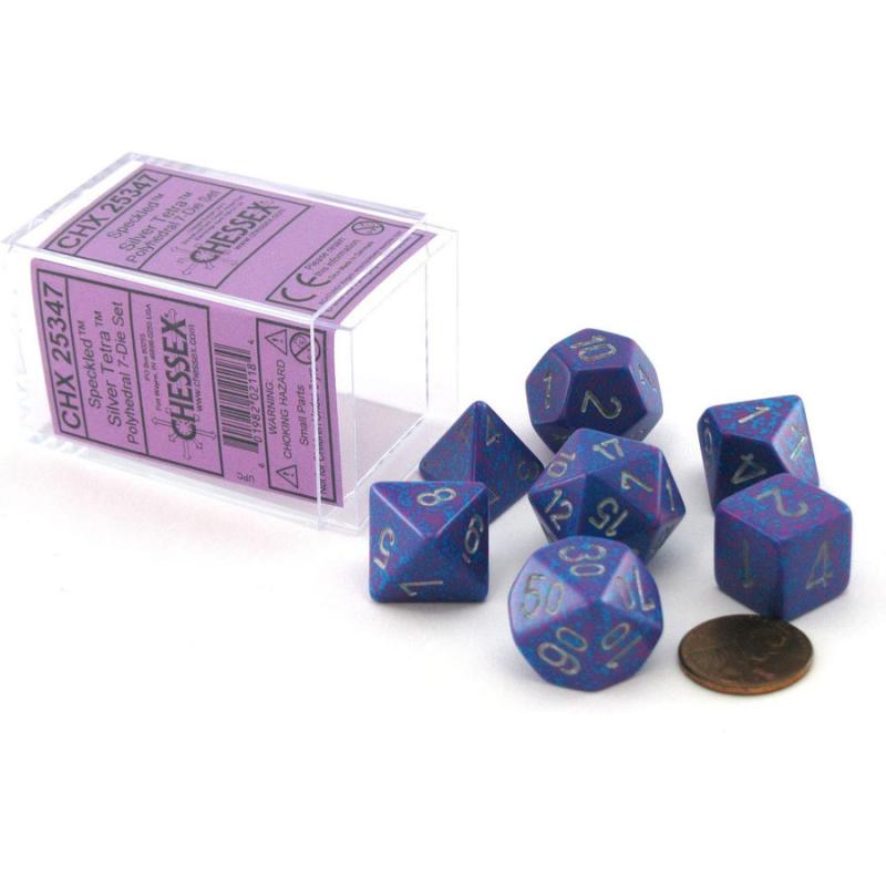 Chessex Speckled Polyhedral 7-Die Set - Silver Tetra