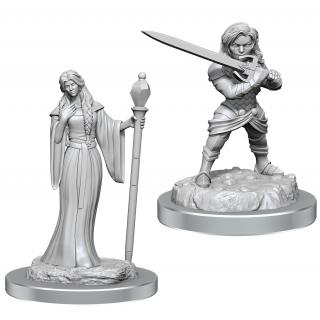 Critical Role Unpainted Miniatures: Human Wizard Female & Halfling Holy Warrior Female