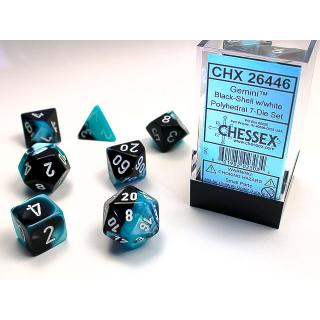 Chessex Gemini Polyhedral 7-Die Set - Black-Shell w/white