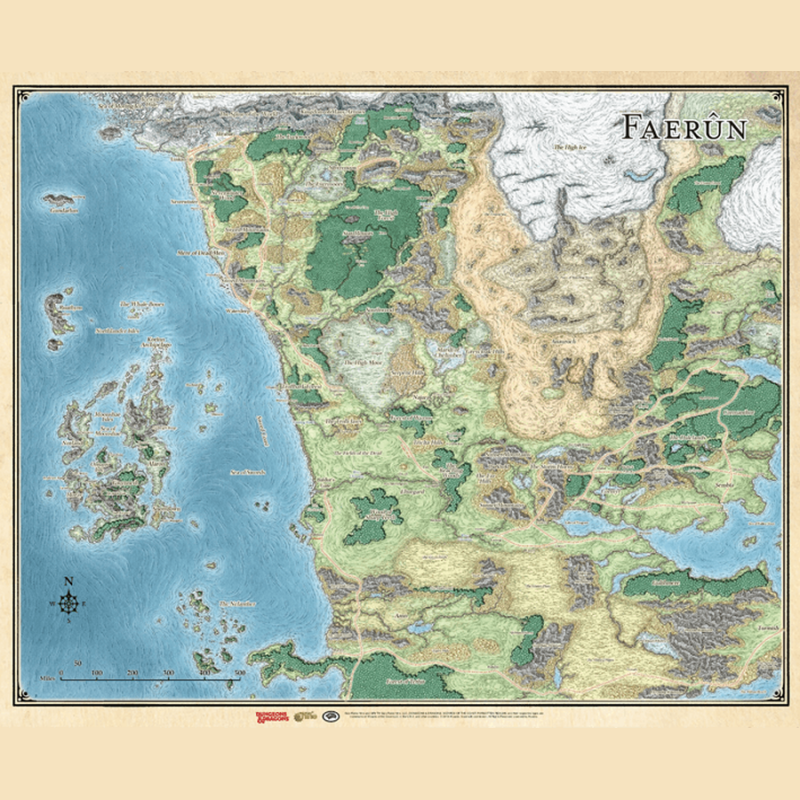 Dungeons & Dragons: Sword Coast Adventurer's Guide Faerun Map