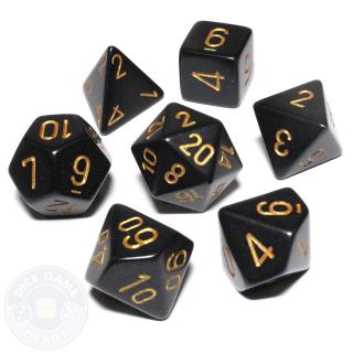 Chessex Opaque Polyhedral 7-Die Sets - Black w/gold