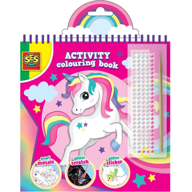 Ses Creative - Βιβλίο Ζωγραφικής με Γκλίττερ - Activity Colouring Book - Glitter 3 in 1