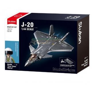 Sluban - M38-B1187 J20SS Stealth Aircraft - Metal Coating Titnium Silver Version