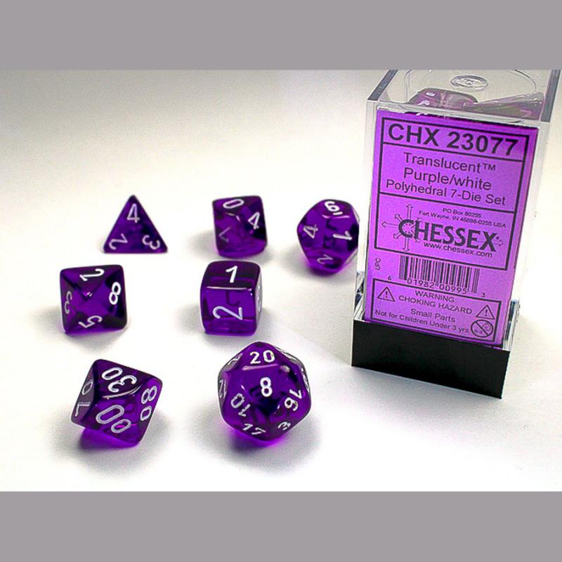 Chessex Translucent Mini Polyhedral Purple/white 7-Die Set