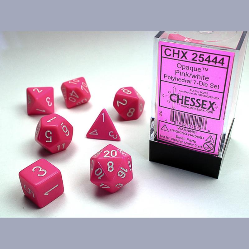 Chessex Translucent Mini Polyhedral Pink/white 7-Die Set