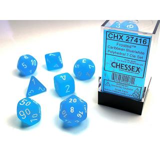 Chessex Frosted Mini Polyhedral Caribbean Blue/white 7-Die Set