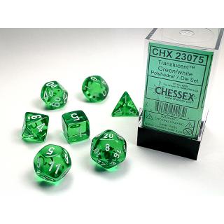 Chessex Translucent Mini Polyhedral Green/white 7-Die Set